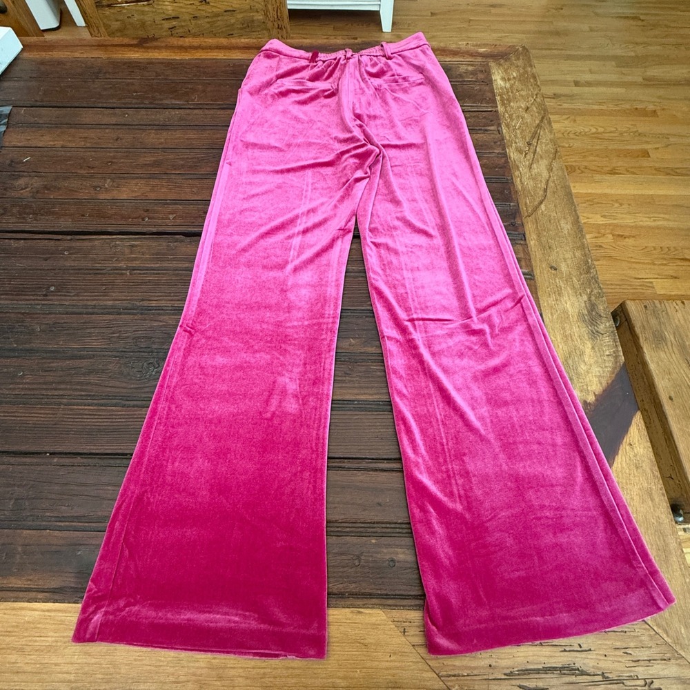 Skies Are Blue Hot Pink Velvet Wide Leg Pants High Rise NWT Womens Small - Picture 3 of 11